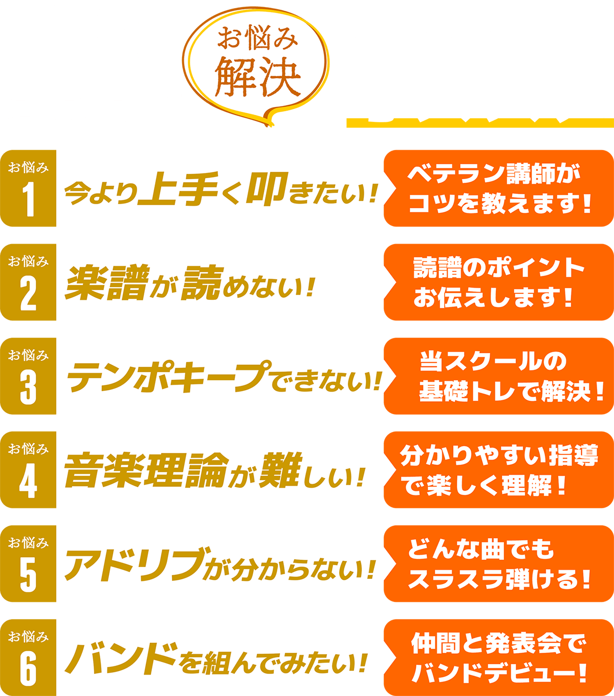 JGSドラムスクールでお悩み解決！こんな方におすすめ